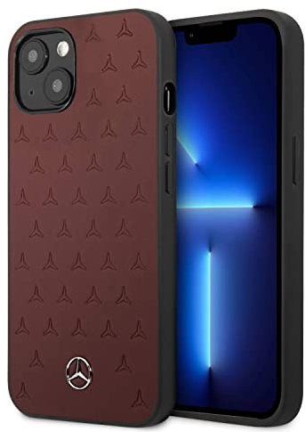 Mercedes MEHCP13MPSQRE hülle für iPhone 13 6,1 rot Leather Stars Pattern