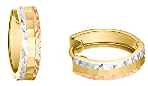 Amor Creolen Damen Ohrschmuck, 1,3 cm, Tricolor, Kommt in Schmuck Geschenk Box, 2017114