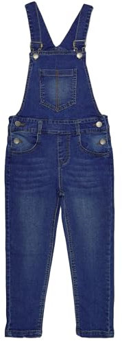 KIDSCOOL SPACE Salopette Jeans per Ragazzi, Tuta in Denim Elasticizzato Morbida con Bavaglino Semplice, Blu, 11-12 Anni