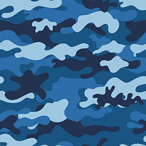 wandmotiv24 Fototapete Camouflage Muster blau, L 300 x 210 cm - 6 Teile, Wanddeko, Wandbild, Wandtapete, Militär Flecktarn Army M6362