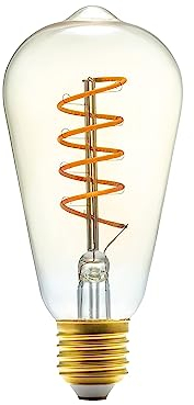 Amazon Basics Vintage-LED-Birne, E27, antiker Stil, Retro-Bernsteinglas, ST64, 4 W (entspricht 25 W), 1800 K, ultrawarmes Licht zur Dekoration, 6 Stück