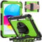 timecity Hülle für iPad 11(A16) 2025 11 Zoll/iPad 10 Generation Hülle 10.9 Zoll 2022, Stoßfeste Schutz mit Displayschutz Handschlaufe Schultergurt 360°-Drehbarer-Ständer Stifthalter Outdoor-Gelbgrün