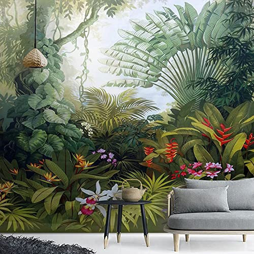 TANYANG Custom Mural Wallpapers European Style Retro Tropical Rain Forest Plant Scenery Photo Wall Painting Murals Living Room Home Decor 400Cm(W)×280Cm(H)