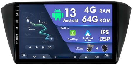 MISONDA Doppel-DIN Android 14 Autoradio für Skoda Fabia 3 (2015–2019), DSP + Carplay, unterstützt DAB + WLAN, BT, GPS, AUX, MirrorLink, WiFi, RDS – 4G + 64G