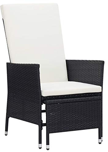 BaraSh Garten-Liegestuhl mit Auflagen Rattan Schwarz Loungesessel Outdoor Garten StüHle Outdoor LiegestüHle FüR DraußEn Lounge Sessel Outdoor