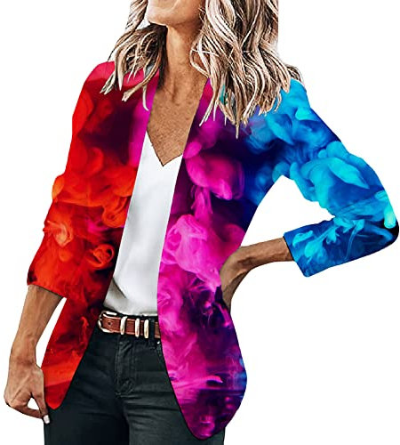 LAOSU Blazer Élégant Col Revers Devant Ouvert Veste,Blazer Rose Fushia,Blazer Lila,Blazer Croisé Femme,Blazer Femme Simili Cuir,Blazer Rayé,Blazer Ete