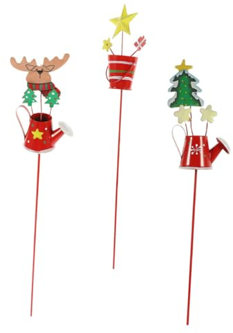 HOMSFOU 3 Stück Weihnachtsschmuck Metall-Weihnachtsstecker Garten-Blumentopf-Schild Metall-Weihnachts-Rasenstecker Niedlicher Weihnachts-Stil Pfahl Garten-Rasen-Schild