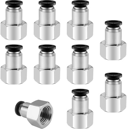 SRJQXH 10 Pezzi Raccordo Aria Compressa, 6 mm Attacchi Rapidi Aria Compressa, Raccordi Aria Compressa 1/4, Robusto, Connessione Plug-in, (G 1/4 x 6 mm)