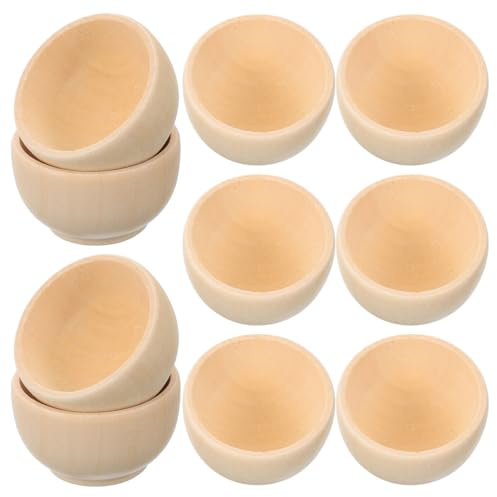 ORFOFE Small Unfinished Wooden Bowls 10 Pieces Natural Blank Bowls for Crafts Diy Kids Art Projects Miniature Wood Bowls for Home Decoration