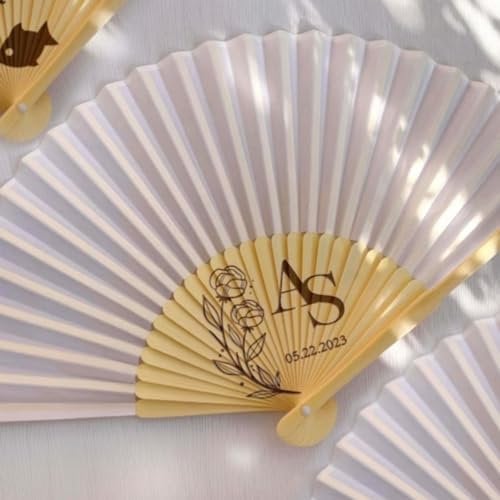 WOMB Wedding Fans for Guests Personalised,Hand Fans with Name Wedding Party Favour Gifts (10PCS)