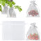 KINGLAKE 100Pcs Reusable White Organza Fruit Protection Netting Bags, 10x15cm, Sewn, Double Drawstring