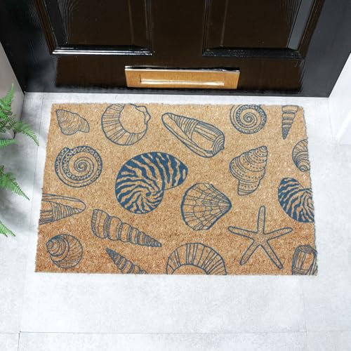 Artsy Mats - Shells Coir Doormat - Made from Tufted Coconut Fibre - Non-Slip Natural Rubber Backed Doormats Indoor - Heavy Duty, Decorative OutDoormats, (60x40cm)