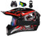 Motocross Helm Kinder, Jugend Motorradhelme, Motorradhelm Downhill Fullface Helm, Moto Cross Helm Herren, Mit Brille Handschuhe, Integralhelm Crosshelm Helm Motorrad MTB Enduro Quad Helm(L(56-57CM))