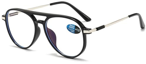 ABETOS Pilot Lesebrille Herren Damen Blaulichtfilter Retro Mode Pilotbrillen Pilotenbrille mit Lesehilfe Sehhilfe Vollrand Computer Brille mit Sehstärke