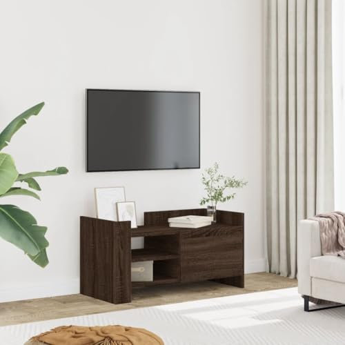 Brokky TV Cabinet Brown Oak 80x35x40 cm Engineered Wood-Television Stand for Living Room,Entertainment Room,Office,Modern Entertainment Unit