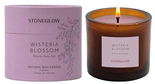 Stoneglow The Walled Garden Collection - Wisteria Blossom - Wisteria | Peony | pear - Scented Natural Wax Candle Tumbler (79 x 89mm) - Purple