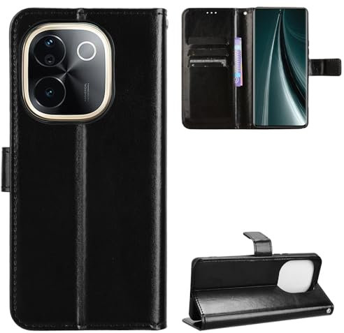 BellaCase iQOO Z9S Pro 5G Hülle [Brieftasche] [Klammerfunktion] [Kartenfächer] [Magnetic Flip Cover] Kompatibel mit iQOO Z9S Pro 5G Smartphone(Schwarz)