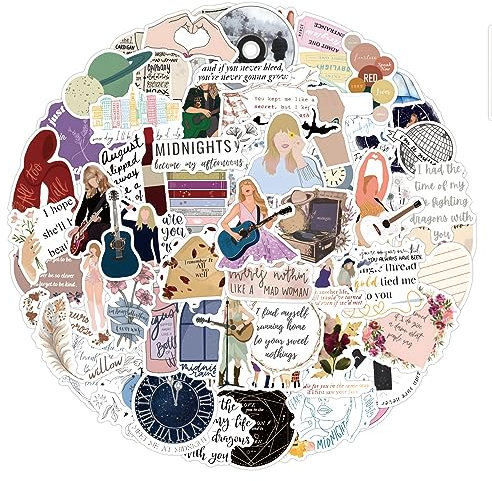 100 PCS Music Stickers, Waterproof Laptop Stickers Aesthetic Pop Singer Decal for Music Lovers, Reusable Vinyl Stickers Scrapbooking Stickers for Phone Skateboard Luggage Car Decals, Style A