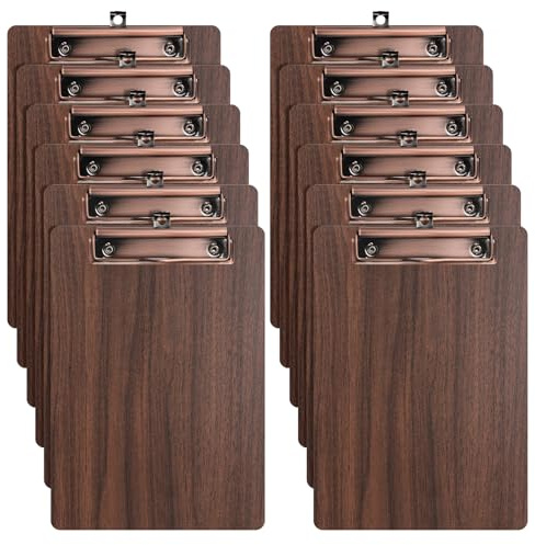 SOYIRI Portapapeles A5 de Madera,12 Piezas Portapapele con Pinza y Agujero Colgante,Clipboards Tablero de Escritura