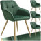 tectake® Samt Stuhl, Esszimmerstuhl mit Stepp Samtstoff, Küchenstühle modern, gemütlicher Sessel Wohnzimmer, Armlehnstuhl Esszimmer, Dining Lounge, Schminktisch Stuhl - dunkelgrün/Gold, 4er Set