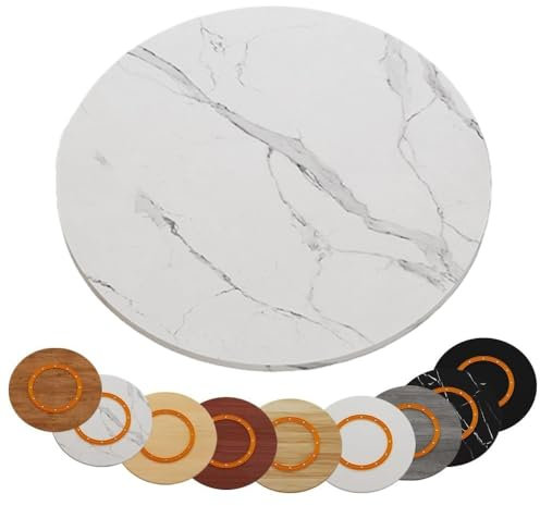 QTWLG Extra Grande Bandeja Giratoria De Madera 100cm Lazy Susan Plato Giratorio Redonda 60 80 90cm Bandeja De Servicio Giratoria Manual - 6 Estilos, 12 Tallas(White Marble,55cm/22in)