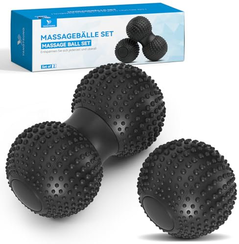 YANGTSUNG Massagebälle, Faszienball, 2er Set Kleine Igelball Hart, Faszien Massageball mit Noppen, Massagebälle zur Behandlung Von Muskelverspannungen, Igelbälle Massage Ball, Schwarz