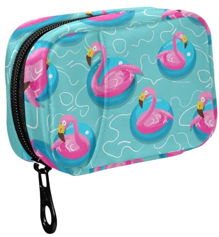 Fustylead Summer Pool Floating with Flamingo Pill Organizer and Storage Weekly with Zipper, Removable Pill Box Portable Medicine Organizer for Vitamin Fish Oil Supplement