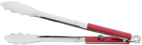 Yardwe Grillzange aus Edelstahl und Abs Rote Ausführung mit Ergonomischem Griff für Grillen Küche und Familienfeiern