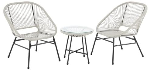SVITA Tulum Balkon-Möbel 3-TLG. Garten-Möbel Set Balkonstühle mit Tisch Weiß