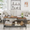 Litake Couchtisch 2 Ebenen Wohnzimmertisch,Beistelltisch,MDF-Holztisch Couch Tisch Wohnzimmer Tisch für Couch mit Schwarzem Gestell und Holzplatte,beistelltische fürs Wohnzimmer Set,Simple modern