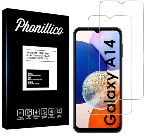 PHONILLICO Verre Trempé pour Samsung Galaxy A14 [Pack de 2] Film Protection Ecran Resistant Vitre Protecteur Anti Rayure