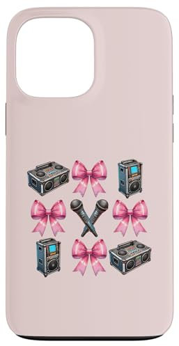 Coquette Bow Karaoke Singer Mic Altoparlanti Ragazza Mamma Rosa Custodia per iPhone 13 Pro Max