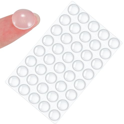 40 Pcs Self-adhesive Cabinet Door Bumpers, HNR Clear Silicone Rubber Pads for Furniture Drawers, Kitchen Cabinets, Decor, Wall Protection (12.7 x 3.5 mm)