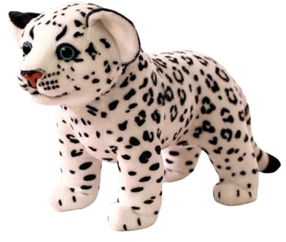 Leopard Kuscheltier Plüschtier Schneeleopard Realistische Plüschtier Leopard Gepard Klein Süßes Stofftier Flauschiger Stofftier zum Spielen & Kuscheln Geburtstagsgeschenk für Kinder (26cm,Weiß)