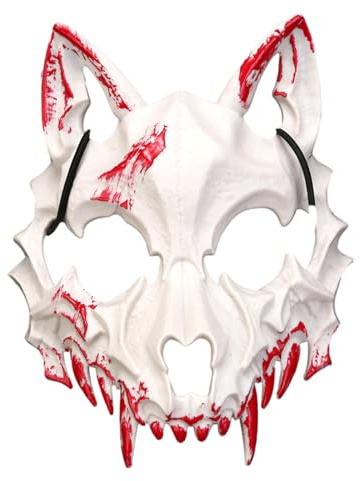 Louenth Maske Halloween, Gesichtsmaske Wolf, Horror Augenmaske Werwolf, Knochen Halbmaske, Tier Schädel, Tierskelett Gesichtsbedeckung Karneval, Fasching