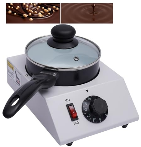 Elektrische Schokoladenschmelzer 40W Temperiergerät mit Keramik-Alu-Topf - Professionelle Kuvertüre Maschine für Schokolade, 1kg Fassungsvermögen, 30-85°C einstellbar für Bäckerei, Café & Haushalt