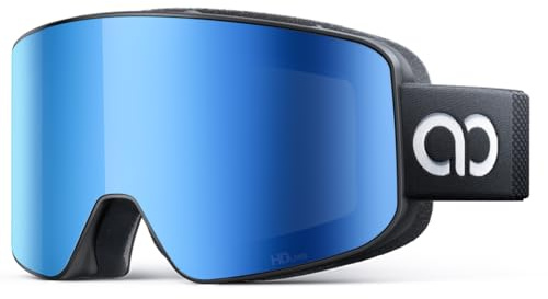 Lamicall Skidglasögon, skidglasögon – 【HD anti-dimlins】 UV400-skydd, polariserade snö-/snowboardglasögon med bred OTG över hjälmkompatibel, katt 3, anti-bländning för män och kvinnor