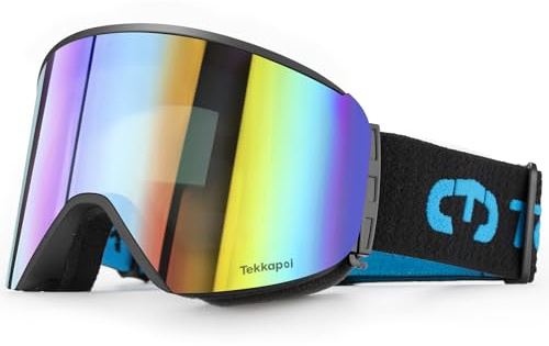 tekkapoi Skibrille für Herren & Damen und passende Wechselgläser, OTG Snowboardbrille mit optionalem Magnet-Wechselsystem, UV400 Schutz & Anti-Fog