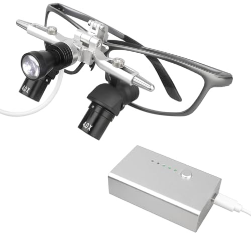 48° Ergo-Lupen 4X 5X 6X Zoom-Lupen verstellbarer Arbeitsabstand Vergrößerungsbrille mit LED-Scheinwerfer Vergrößerungswerkzeuge (4X)