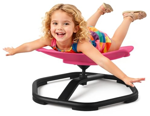 VEVOR Silla Giratoria Infantil Sensorial, Forma de Elefante, hasta 100 kg, con Base Metálica Antideslizante, Favorece la Coordinación, el Equilibrio y la Concentración, Roja, 54 x 54 x 25,5 cm