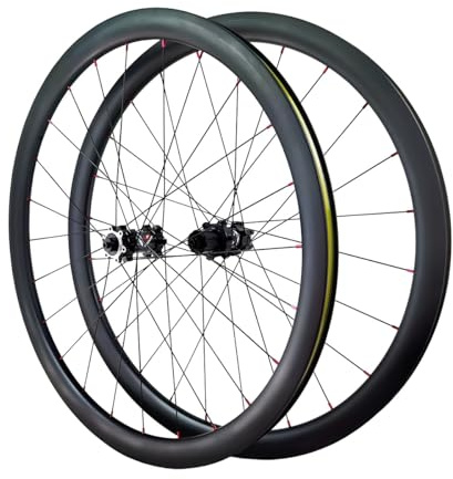 QUYCOIU 700C Carbonfaser-Fat-Rim-Laufräder Scheibenbrems-Fahrradlaufräder 38Mm/50Mm Steckachse 100/142Mm HG/MS/XDR Tower Base Für 7-12 Gänge Offroad-Straßenlaufradsatz(Black-50MM,Tower-xdr)