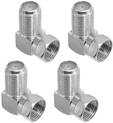 QEAS 4 Stück Sat Winkelstecker 90 Grad, F Stecker Winkel, Sat Kabel Winkelstecker, F-Winkel Stecker, Winkeladapter F-Adapter für Antennenkabel Satellitenkabel Koaxialkabel