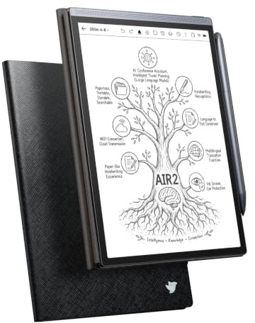 iFLYTEK AINOTE Air 2 Digitales Notizbuch, 8,2 Zoll E Ink, Schwarze Hülle | KI-Meeting-Assistent mit Protokollen, Transkription in 19 Sprachen, Übersetzung in 15 Sprachen, Stift und schwarzer Hülle