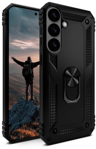 ONEFLOW für Samsung Galaxy S26 Hülle mit Handygriff Ständer, Outdoor Schutzhülle stoßfest Panzerhülle mit Kameraschutz, Handyhülle Hybrid TPU Case, Titan Cover, matt Schwarz