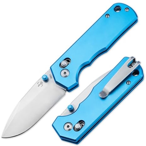 BÖKER PLUS Rockstub Blue Elox - Profi EDC Taschenmesser mit Alu-Griff blau | Einhand Klappmesser leicht mit Daumen Pin - 1 Hand Messer - Crossbar Lock Messer mit Sandvik Droppoint Klinge extra scharf