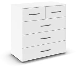 Rauch Möbel ADITIO, Kommode, Farbe Weiß, Breite 80 cm | Sideboard im zeitlosen Stil, 5 Schubladen, Soft-Close-Funktion, für Schlafzimmer, Gästezimmer, Wohnzimmer, Garderobe, Flur