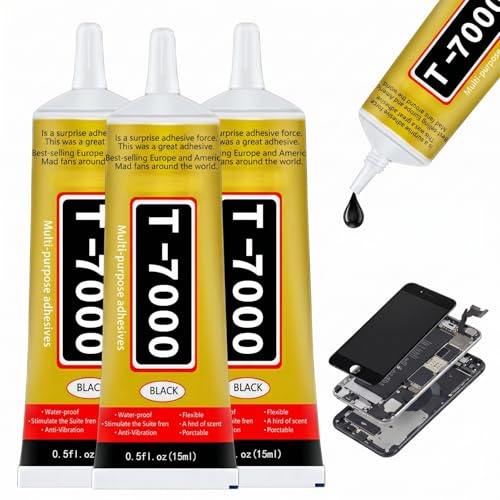 3PCS T7000 Phone Screen Glue,Strong Adhesive Multi Function Super Glue for Phone Repair,Electronics & Crafts,Waterproof Black Precision Glue for Plastic,Rubber & Glass,Easy Apply Repair Adhesive