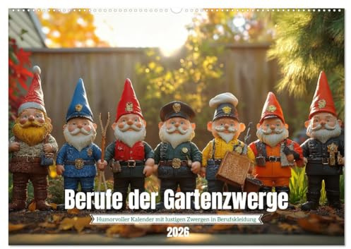 Berufe der Gartenzwerge (Wandkalender 2026 DIN A2 quer), CALVENDO Monatskalender: Gartenkalender mit lustigen Gartenzwergen in Berufen - ideal für ... Wichtel-Fans und all (CALVENDO Spass)