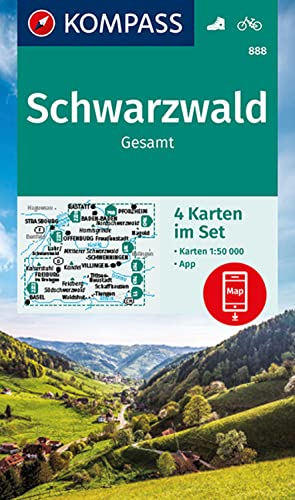 KOMPASS Wanderkarten-Set 888 Schwarzwald Gesamt (4 Karten) 1:50.000: inklusive Karte zur offline Verwendung in der KOMPASS-App. Fahrradfahren.