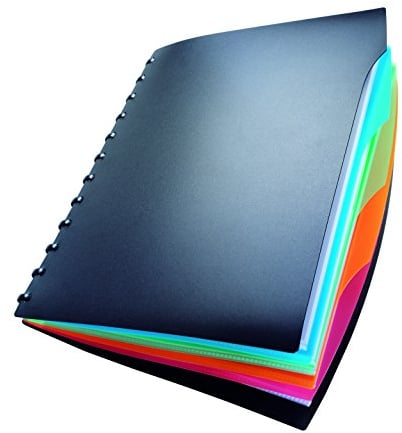 Durable 243501 Duralook Style Reliure Protège - Documents à Pochettes Amovibles - 20 Pochettes/40 Vues + 4 Intercalaires Couverture Coloris Noir